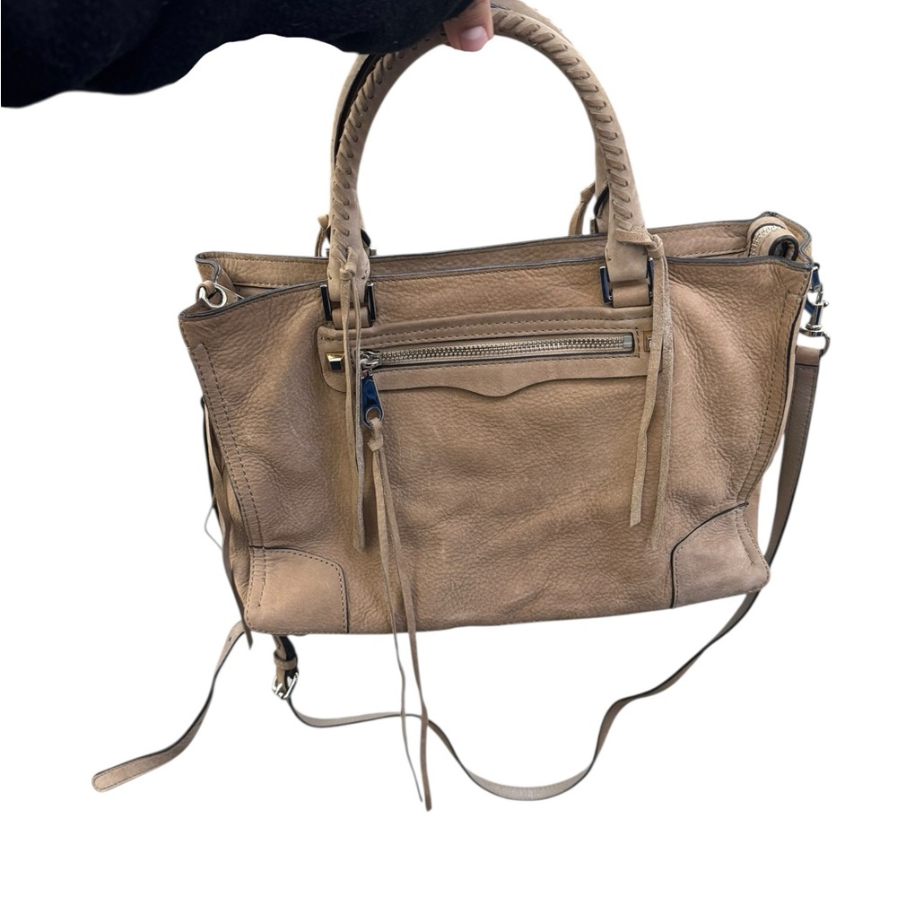 Rebecca Minkoff Regan satchel bag  taupe nubuck leather.